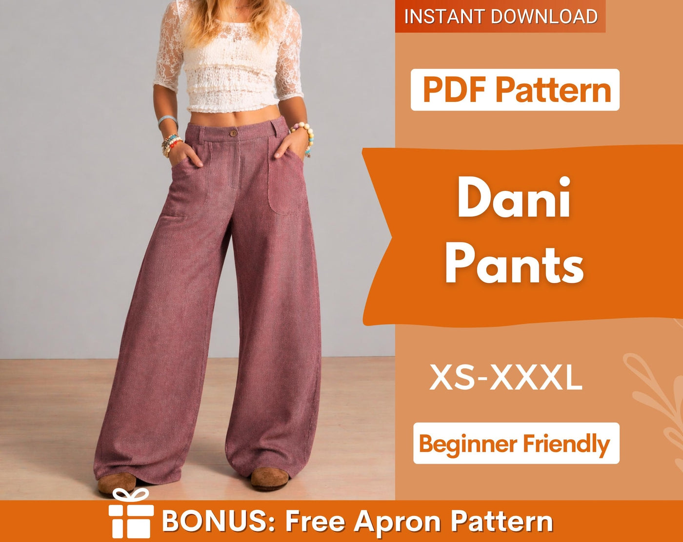 Wide Leg Pants Sewing Pattern for Women | Pants Pattern | Sewing Patterns | Trousers Pattern | Women Sewing Patterns | Wide