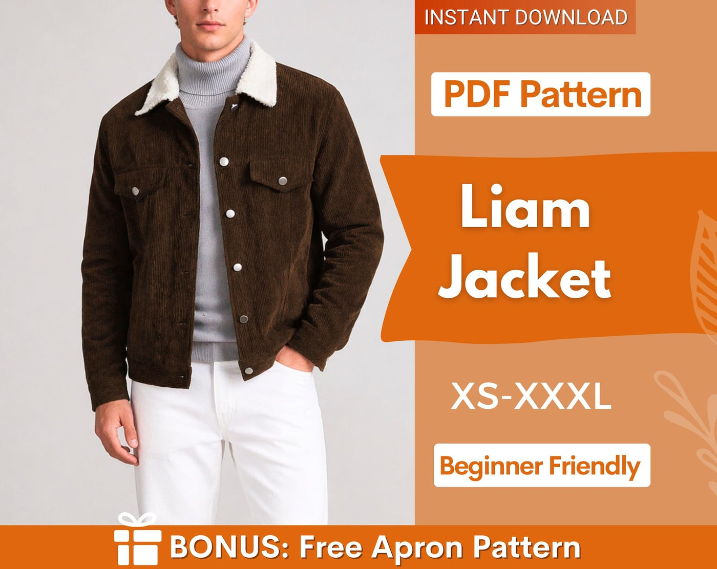 Men Jacket Pattern, Jacket Sewing Pattern for Men, Men Sewing Pattern, Pattern Men, Sewing Pattern Jacket Coat Men, Men