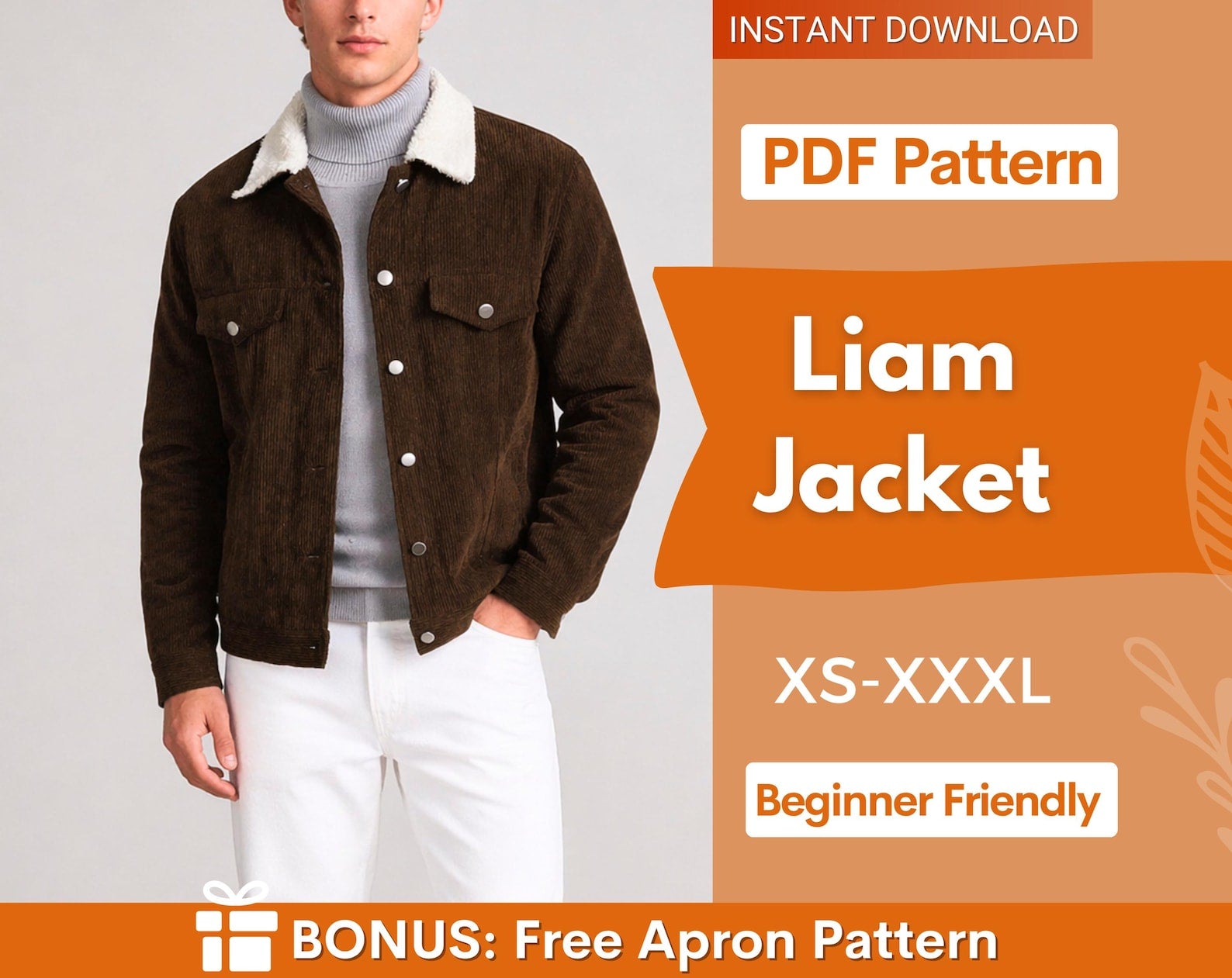 Men Jacket Pattern, Jacket Sewing Pattern for Men, Men Sewing Pattern, Pattern Men, Sewing Pattern Jacket Coat Men, Men