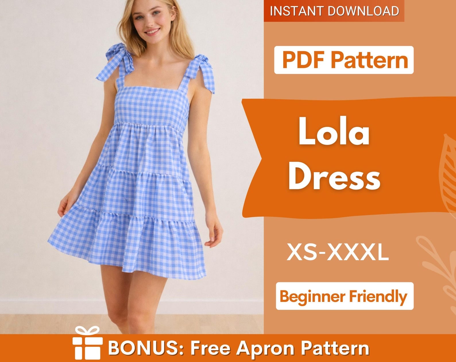 Lola Summer Dress Sewing Pattern | Shoulder Tie Dress Pattern | Tiered Dress Pattern | Gathered Dress Pattern | Ruffle Dress