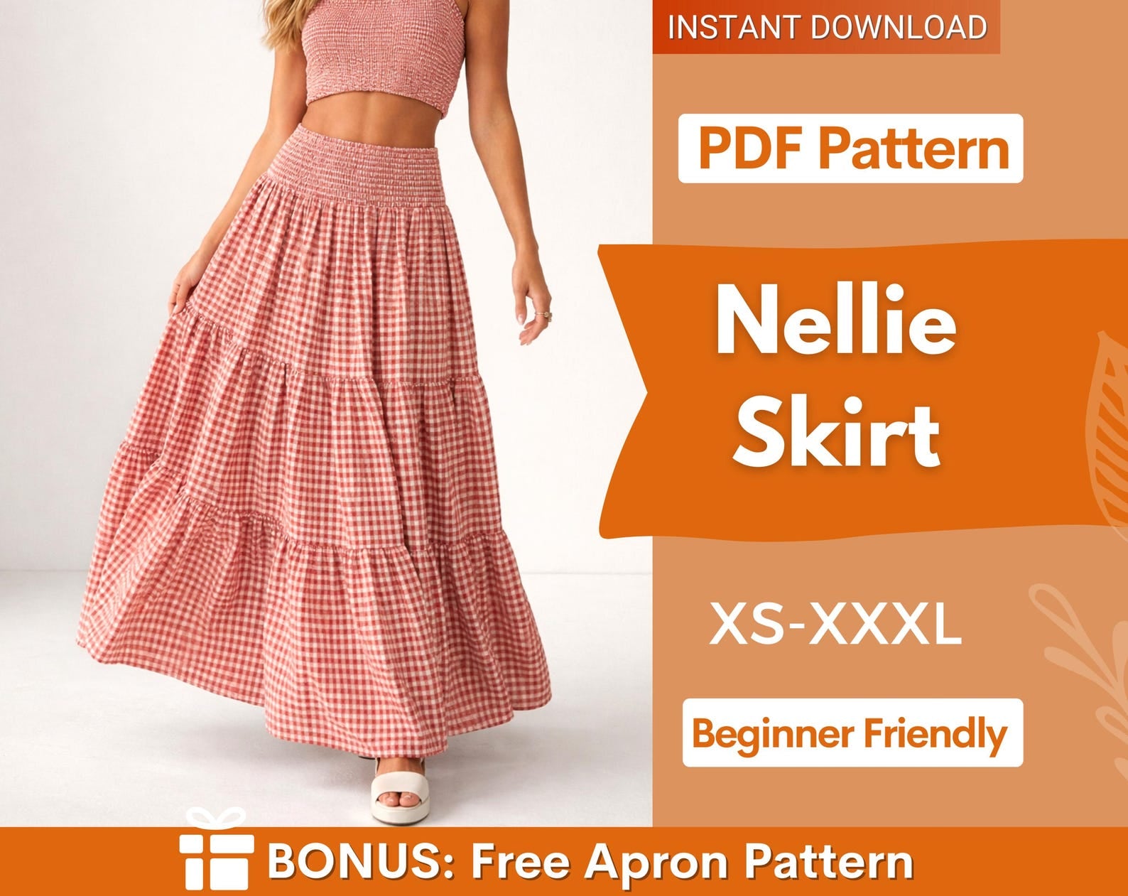 Tiered Maxi Skirt Sewing Pattern | Skirt Pattern | High Waist Skirt Pattern | Sewing Patterns | Women Sewing Pattern, Summer