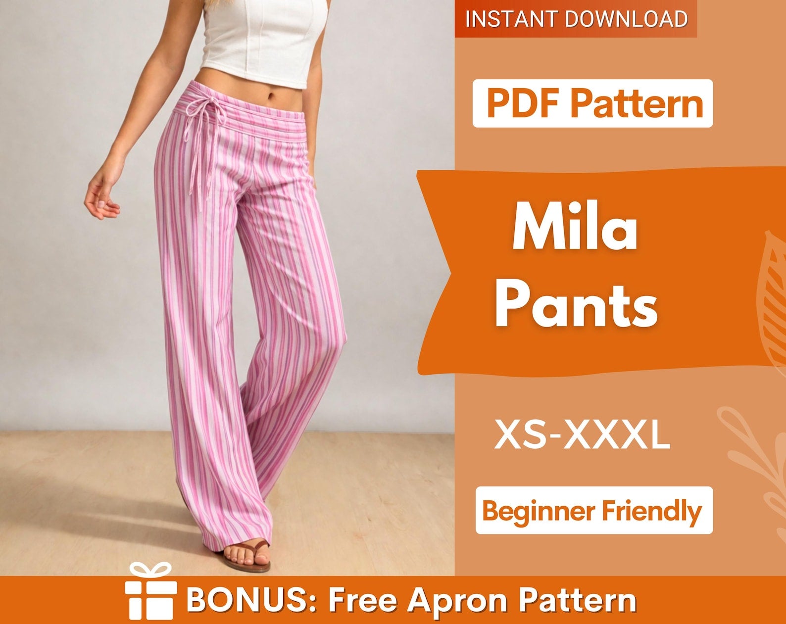 Mila Pants Sewing Pattern | XS-XXXL | Flare Pants | Pants Sewing Pattern | Wide Leg Pants | Low Waist Pants Women Sewing