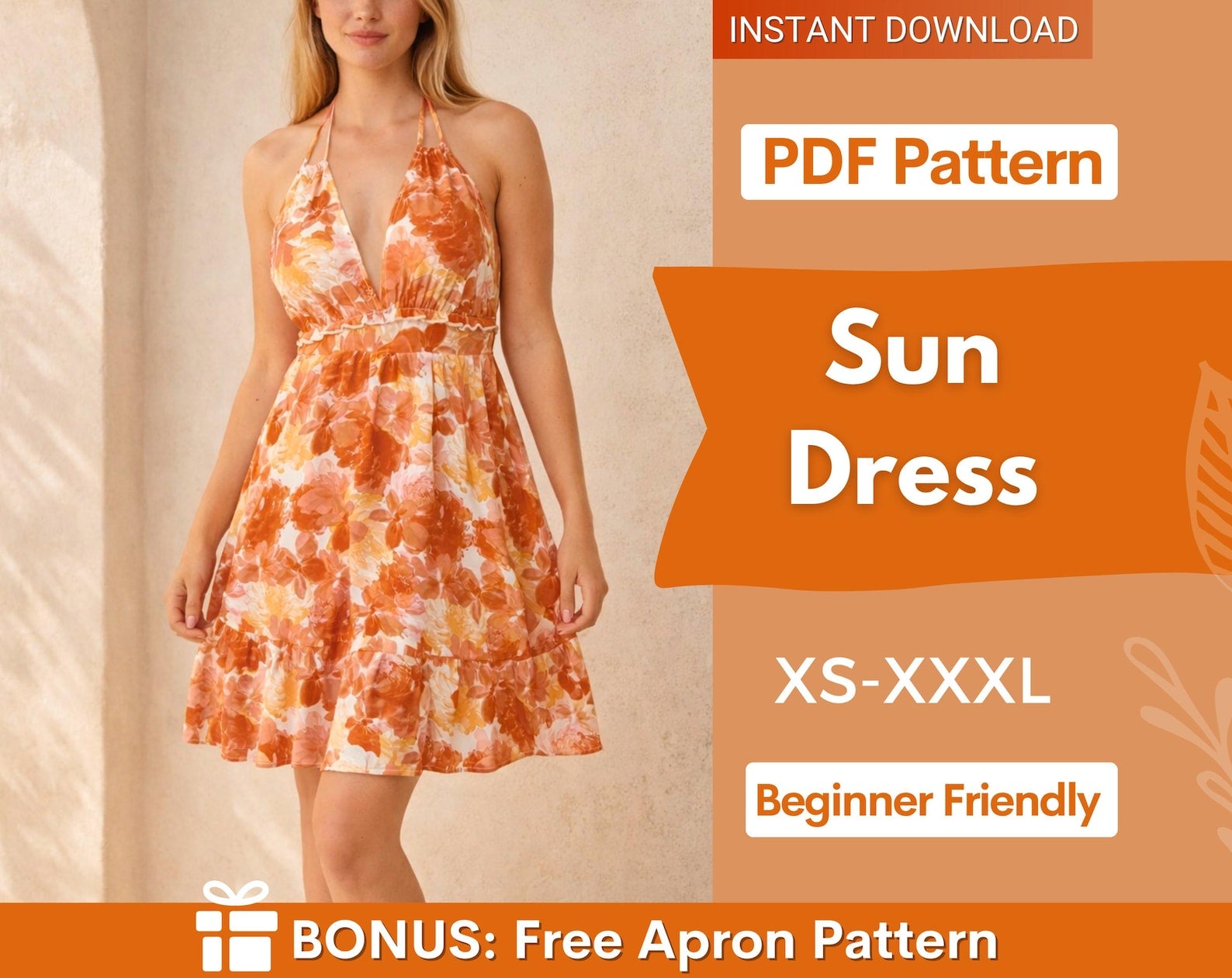 Sundress Sewing Pattern | XS-XXXL | Womens Dress Pattern | Summer Dress Pattern | Backless Dress Pattern | Easy Dress Pattern