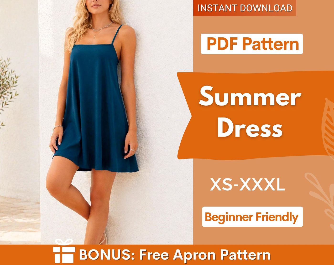 Dress Sewing Pattern | Summer Dress Pattern | Backless Dress Pattern | Open Back dress Pattern | Women Pattern | A Line Dress