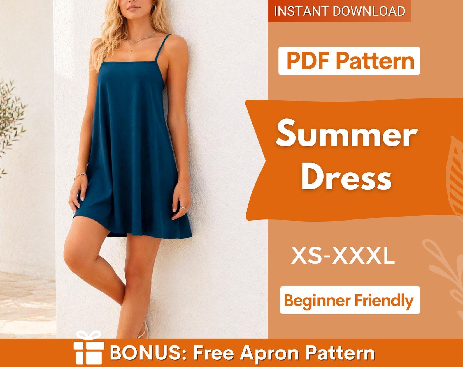 Dress Sewing Pattern | Summer Dress Pattern | Backless Dress Pattern | Open Back dress Pattern | Women Pattern | A Line Dress