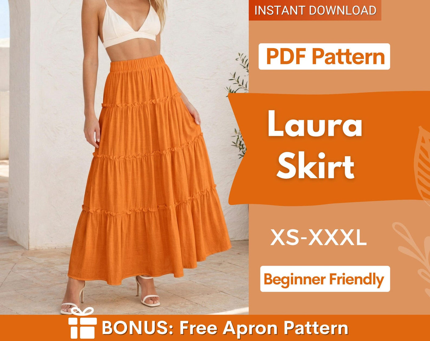 Maxi Skirt Sewing Pattern | Tiered Skirt Pattern | Women Skirt Pattern | Sewing Patterns | Women Patterns, Long Skirt