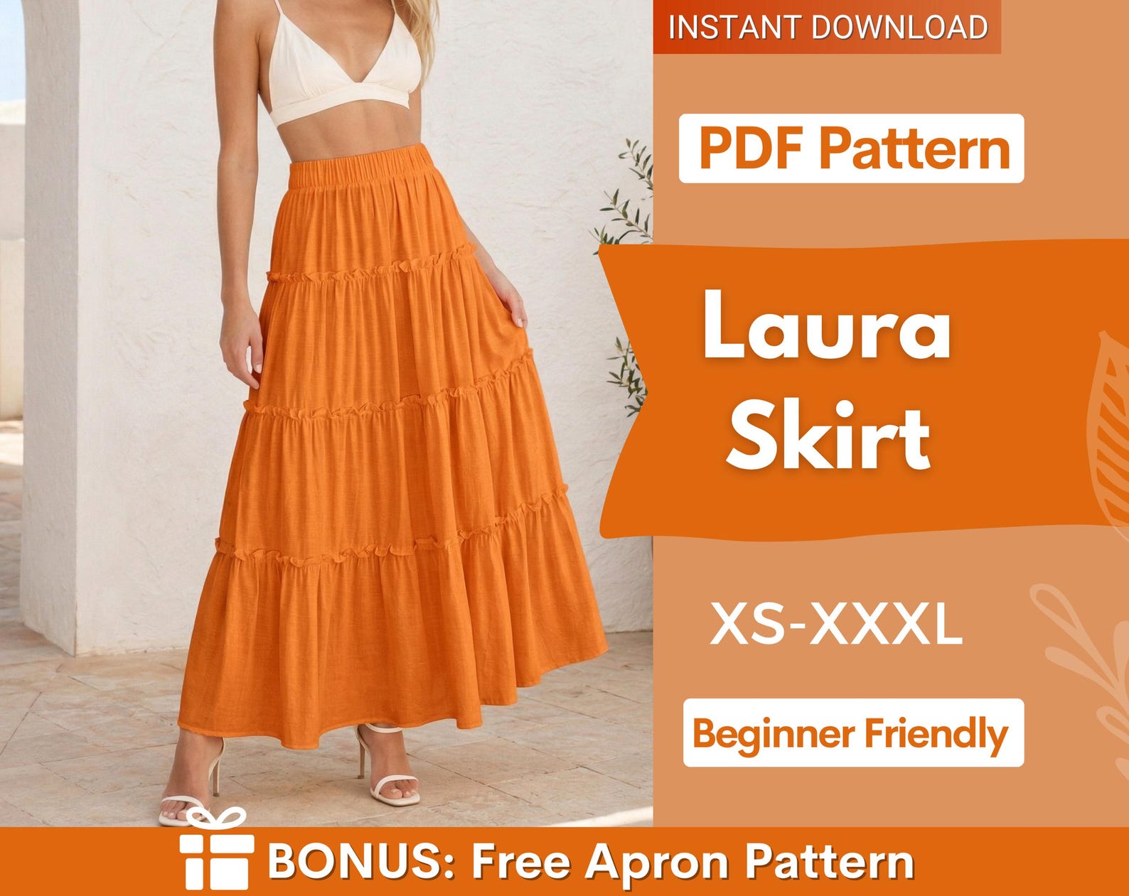 Maxi Skirt Sewing Pattern | Tiered Skirt Pattern | Women Skirt Pattern | Sewing Patterns | Women Patterns, Long Skirt