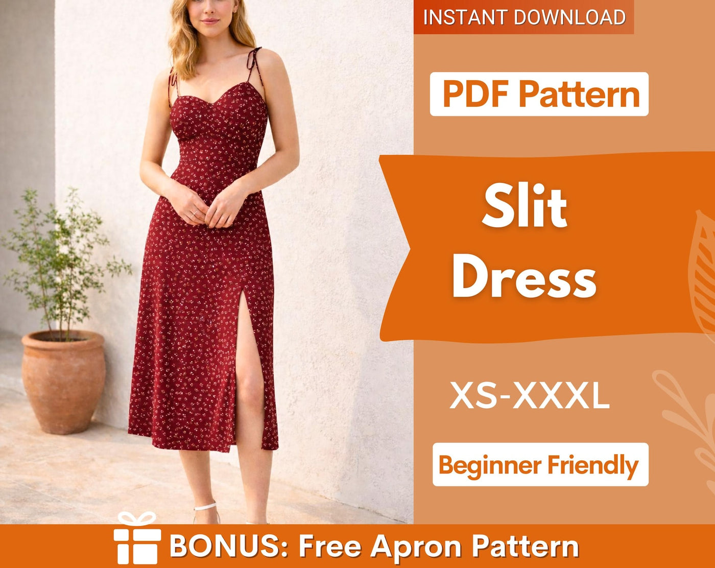 Slit Dress Pattern | Dress Pattern | Women Pattern | Strappy Dress | Prom Dress | Elegant Dress | Summer Dress Pattern |