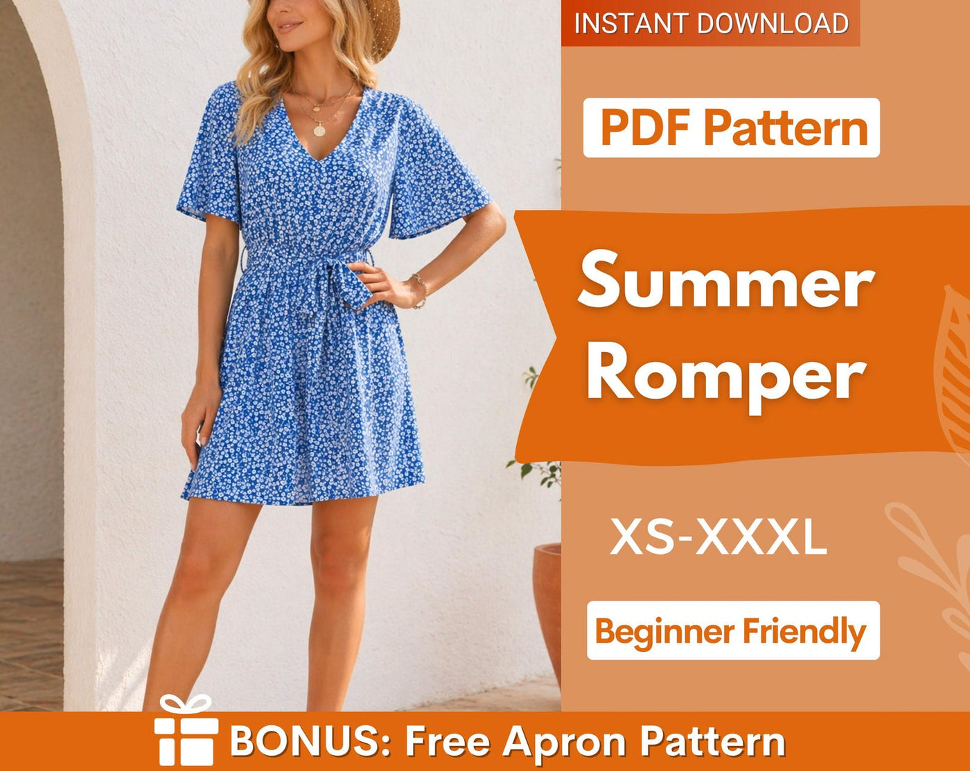 Romper Pattern | XS- XXXL | Romper Sewing Pattern | Summer Dress Pattern | Playsuit sewing pattern | Jumpsuit Sewing Pattern