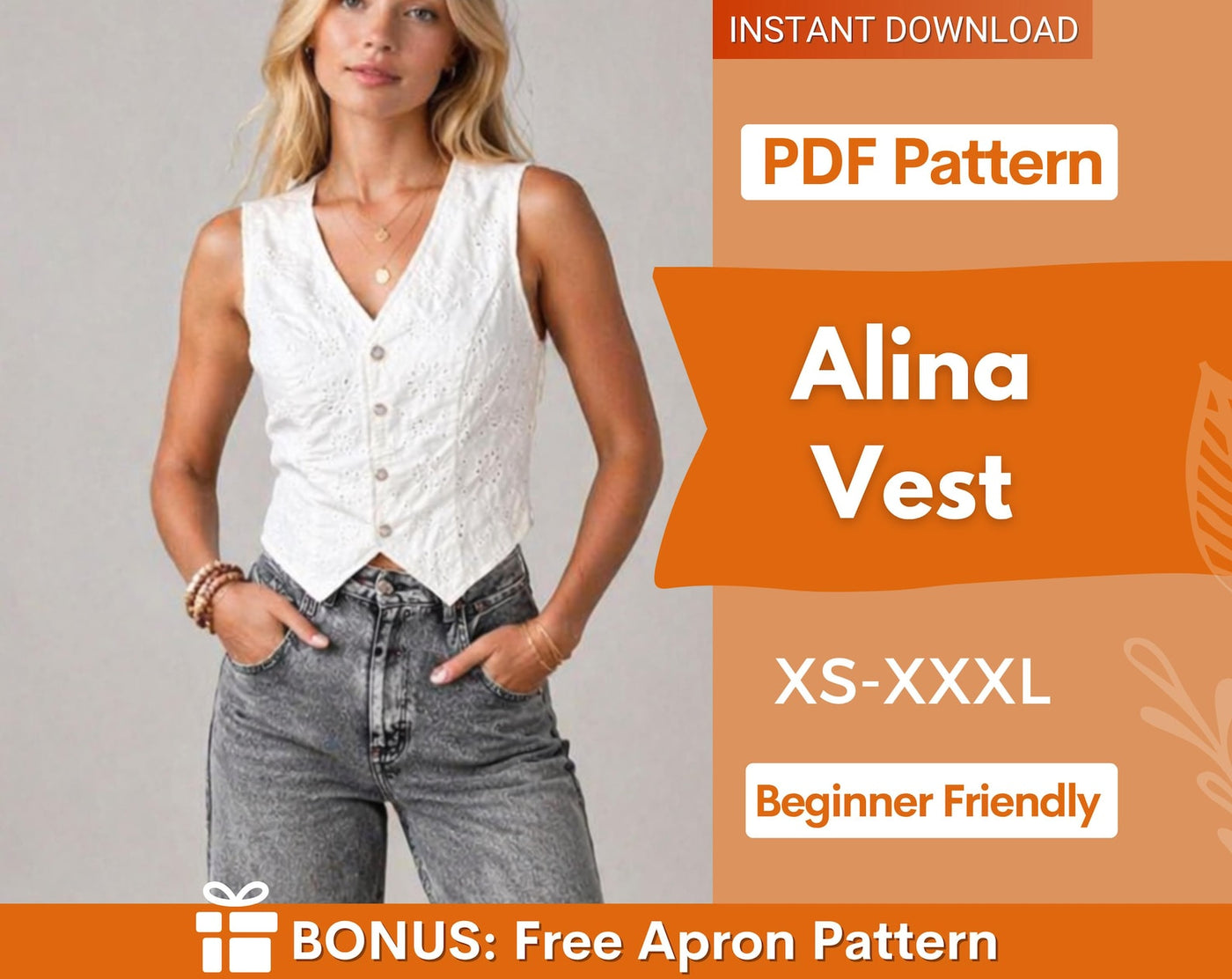 Vest Pattern, Waistcoat Pattern, Sewing Patterns, Women Vest Sewing Pattern, Button Top, Top Sewing Pattern for Women, Women