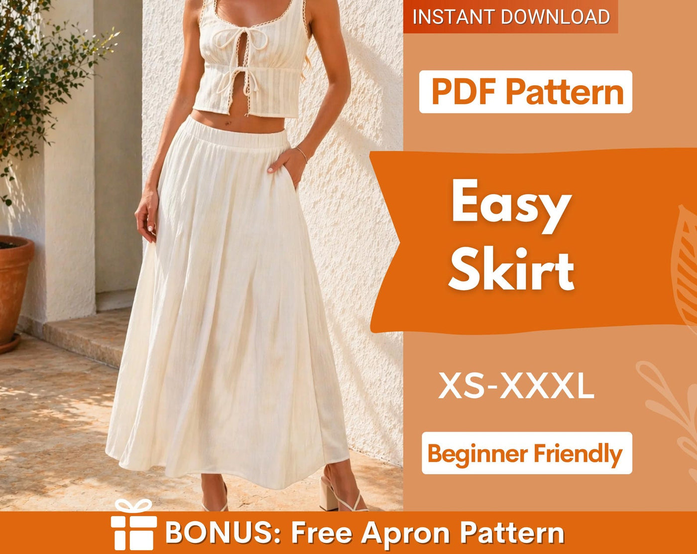 Easy Skirt with Pockets Sewing Pattern | Maxi Skirt Pattern | Women Skirt Pattern | Sewing Patterns | Women Sewing Pattern