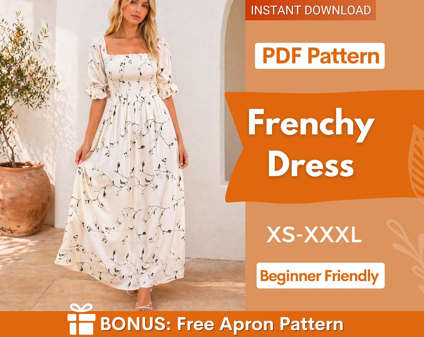 Maxi Dress Sewing Pattern | Sewing Pattern Women Dress | Milkmaid Dress | Cottagecore dress pattern | Prom Dress Pattern |