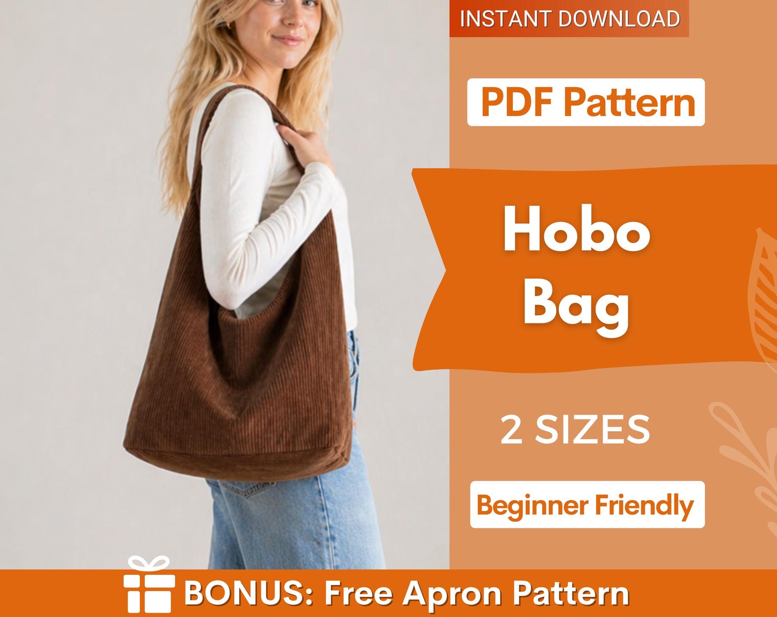 Hobo Bag Pattern | Shoulder Bag Pattern | Tote Bag Sewing Pattern | Boho Bag | Women Bag Pattern | Beginner Bag Pattern |