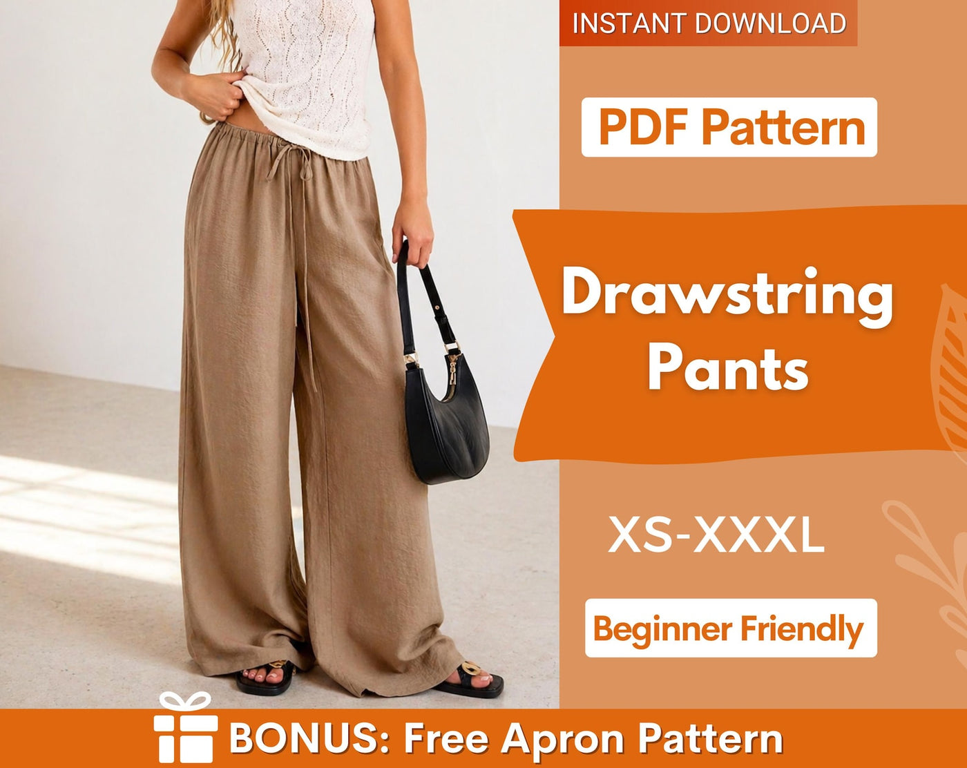 Women Pants Pattern | Wide Leg Pants Sewing Pattern for Women, Pants Pattern, Women Pattern | Women Palazzo Pants Trousers