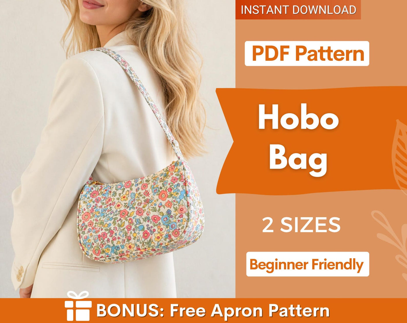 Hobo Bag Sewing Pattern | Shoulder Bag Pattern | Crossbody Bag Sewing Pattern | Shoulder Bag | Women Bag Pattern | Beginner