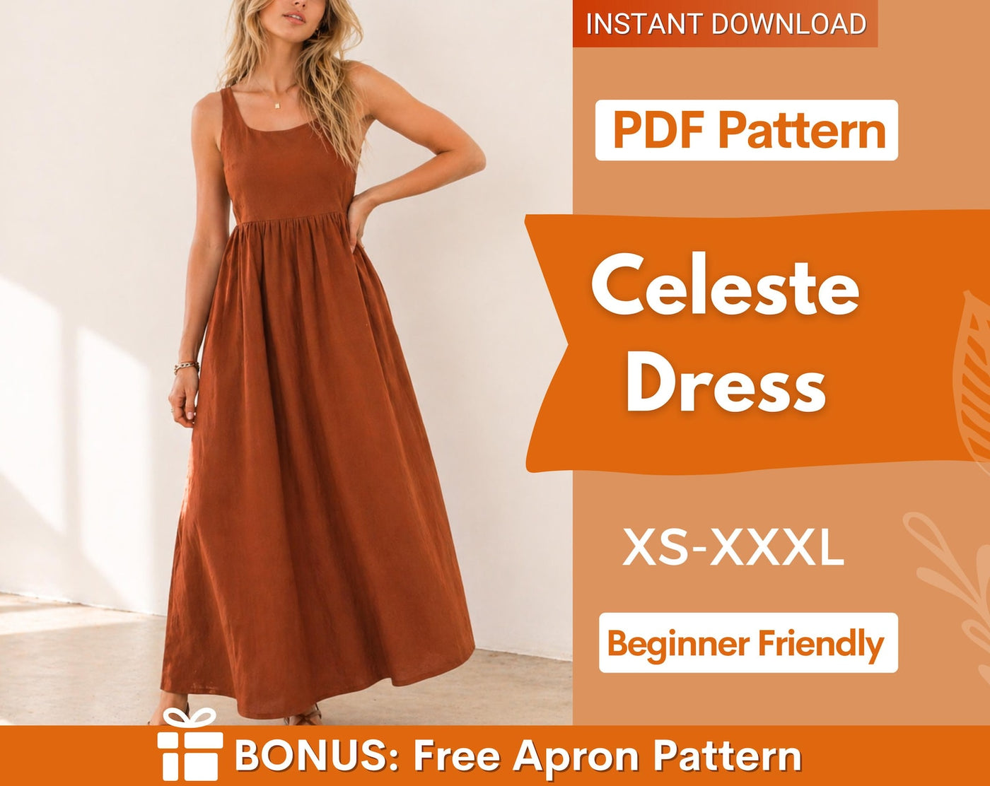 Sleeveless Dress Sewing Pattern | Summer Dress Pattern | Beginner Dress Pattern | Women Dress | Patterns for Women, Maxi