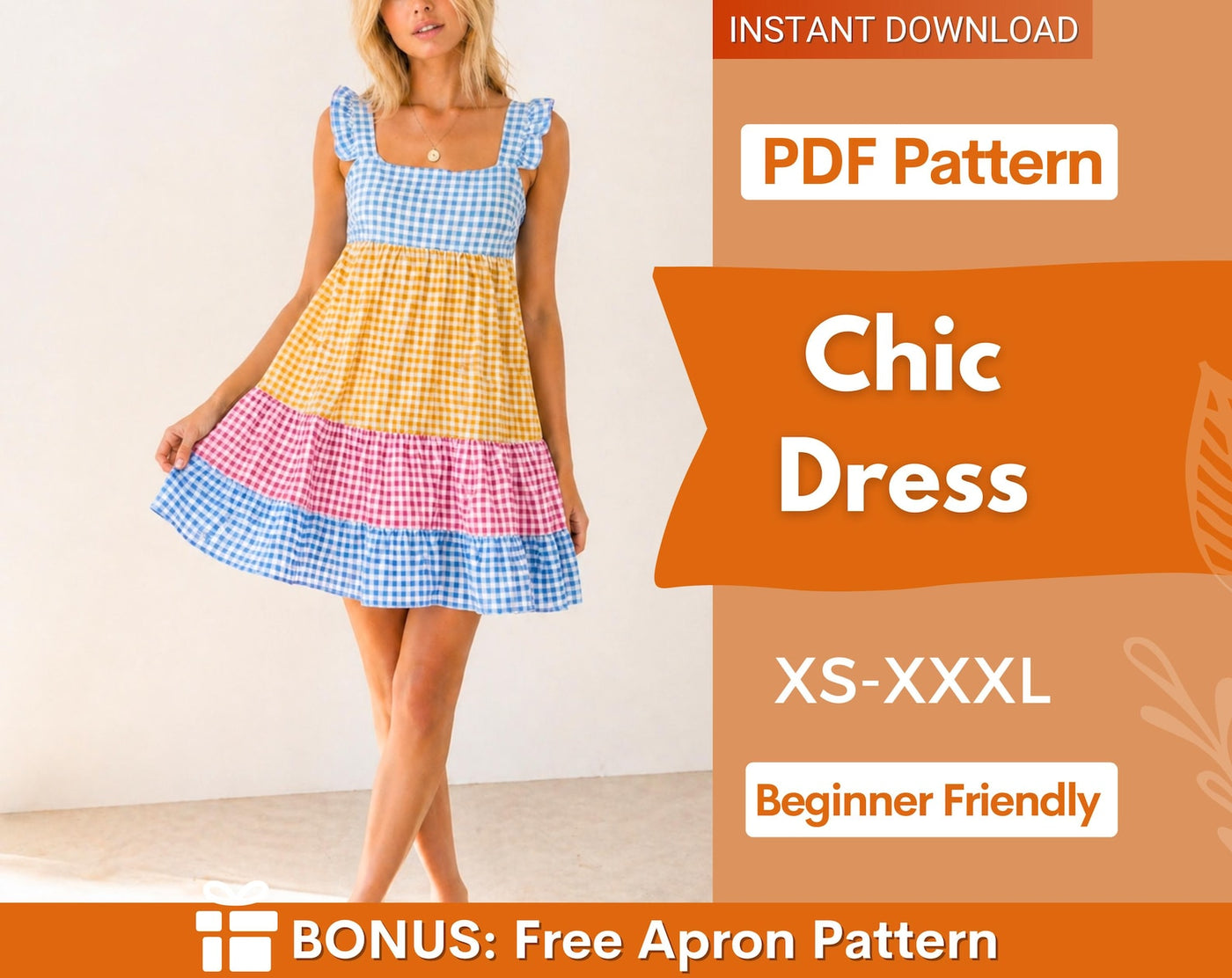 Dress Pattern | XS- XXXL | Dress PDF Sewing Pattern | Pinafore Dress Pattern | Beginner Pattern | Women Sewing Pattern | Easy