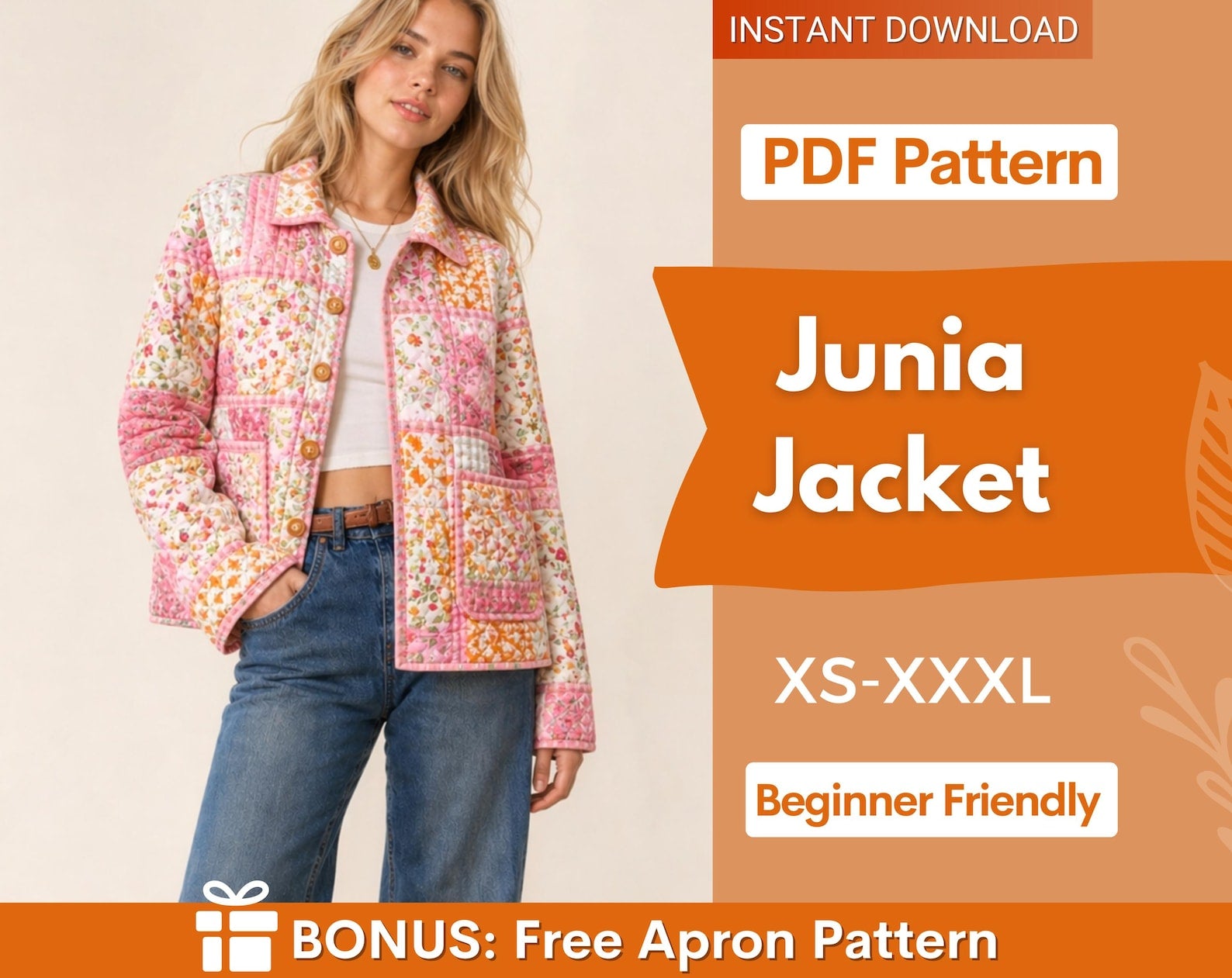 Women Jacket Sewing Pattern | Quilted Jacket Pattern | Sewing Patterns | Women Sewing Pattern Patchwork Jacket | Beginner