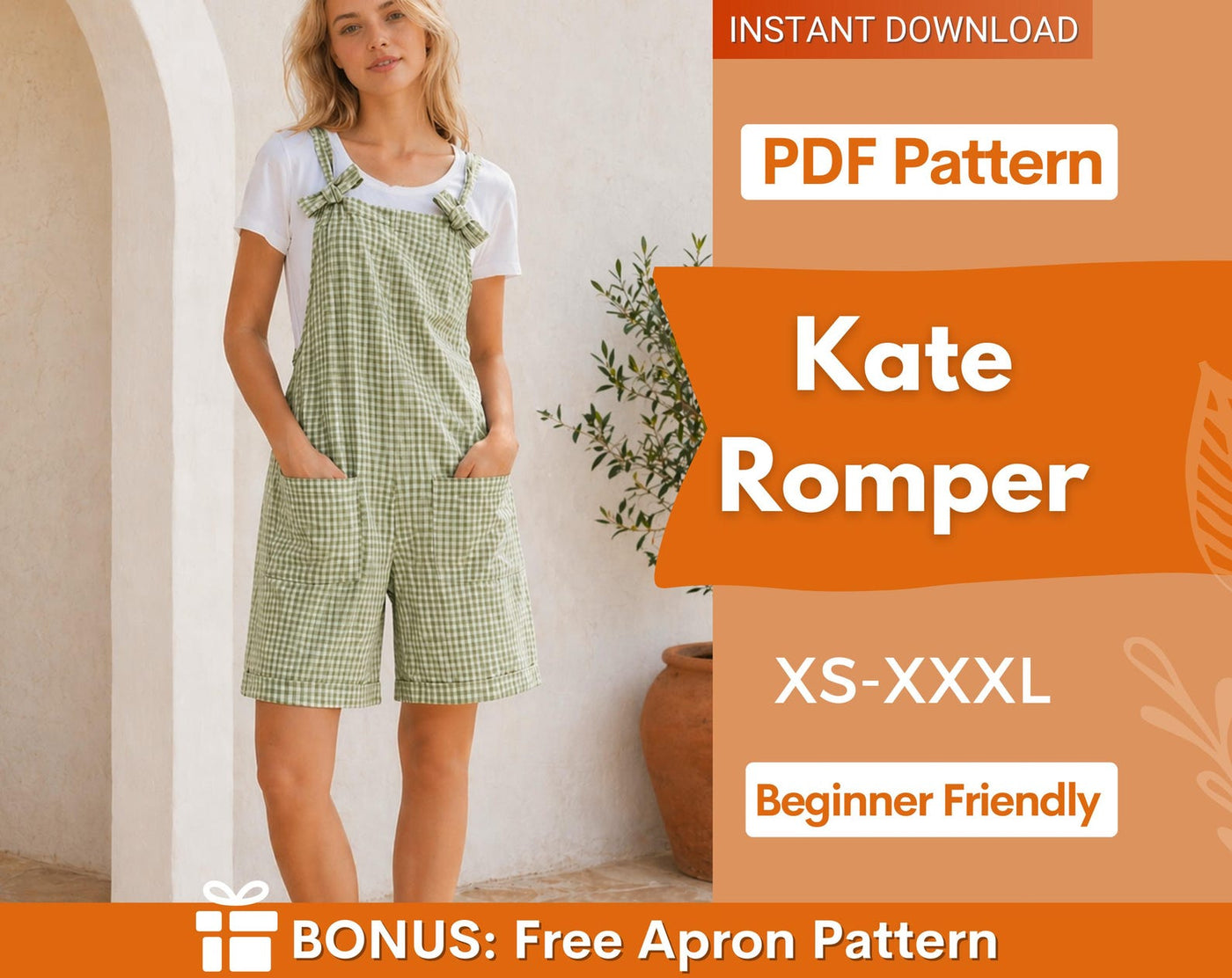 Romper Pattern for Women, Jumpsuit Pattern, Overalls Pattern, Romper Sewing Pattern, Sewing Patterns for Beginners, XS-XXXL