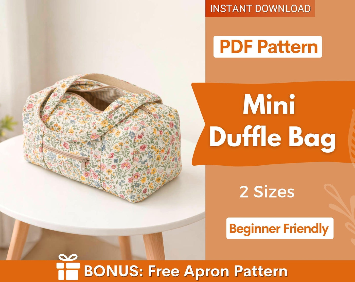 Mini Duffle Bag Pattern | Make Up Bag Sewing Pattern | Beginner Pattern | Travel Bag Pattern | Bag Sewing Pattern | Beginner