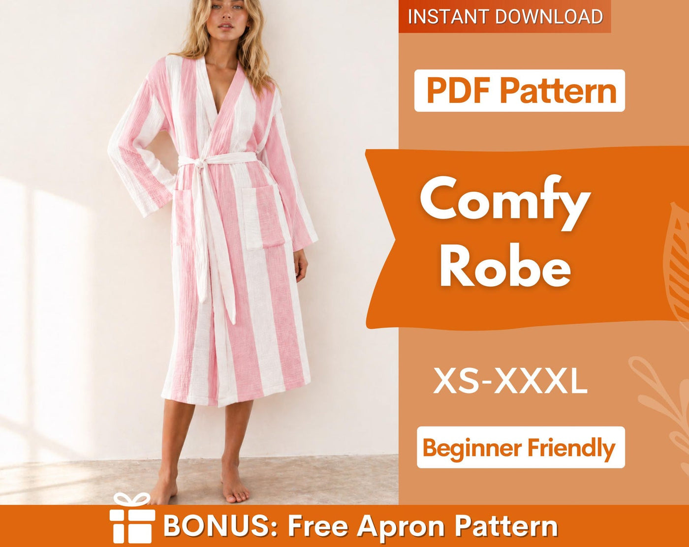 Women Robe Sewing Pattern, Bath Robe Beginner Pattern, Kimono Sewing Pattern, Beach Cover Pattern, Bathrobe Pattern, Women