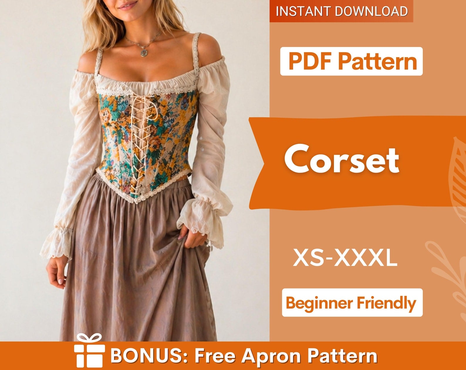 Corset Pattern | Cottagecore corset pattern | Top Sewing Pattern | Corset Sewing Pattern | PDF Sewing Pattern, Corset Top