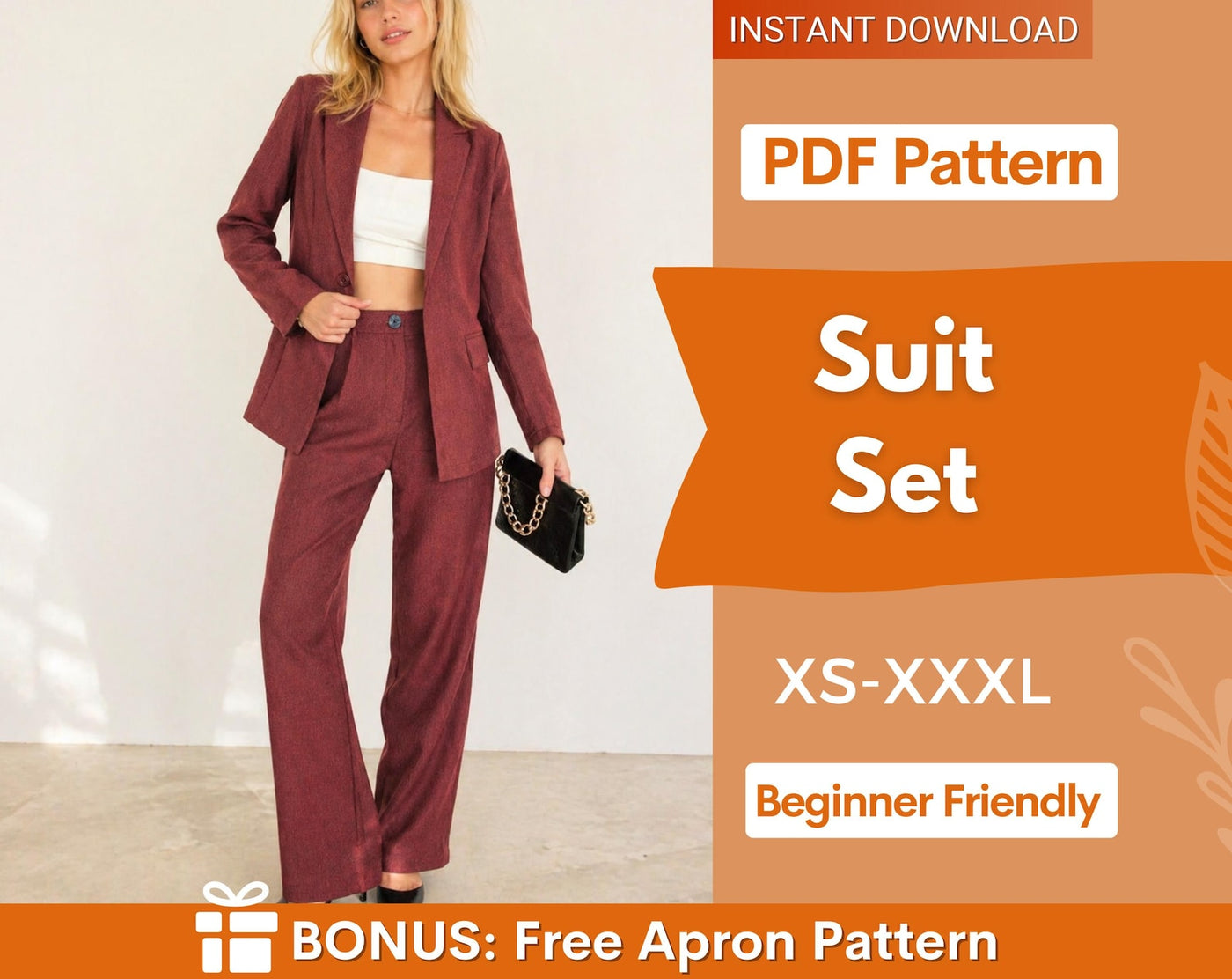 Suit Set Sewing Pattern | Blazer Sewing Pattern | Pants Pattern Women | Suit Pants Pattern | Women Sewing Pattern | Suit