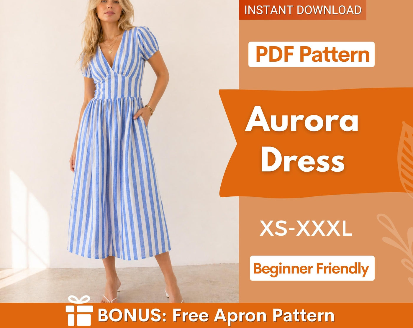Dress with Pockets | Aurora Dress Sewing Pattern | Linen Dress Sewing Pattern | Women Patterns | Summer Dress | Halter Women