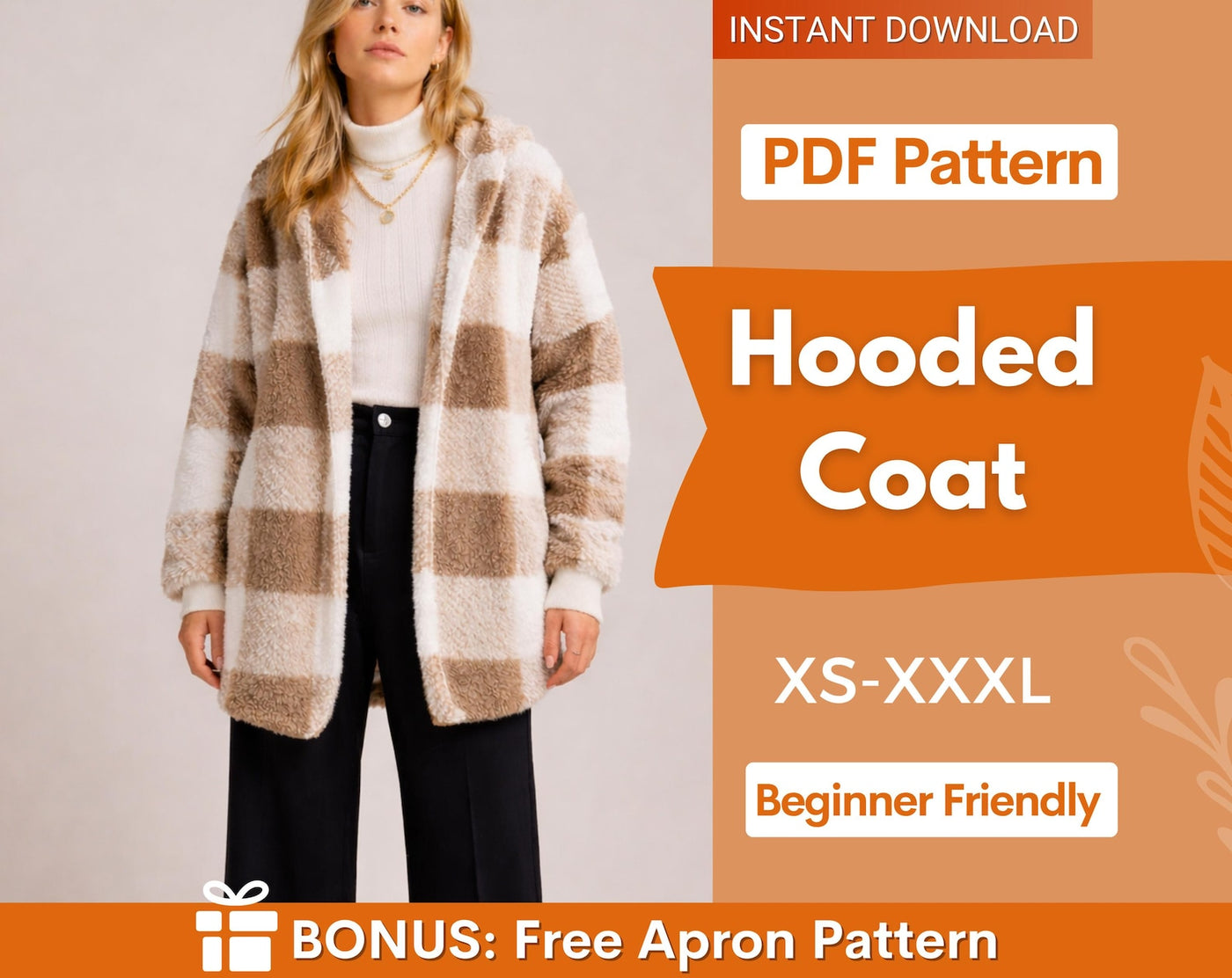 Hooded Coat Sewing Pattern for Women | Coat Pattern | Jacket Pattern | Sewing Patterns | Women Sewing Pattern Coat Jacket
