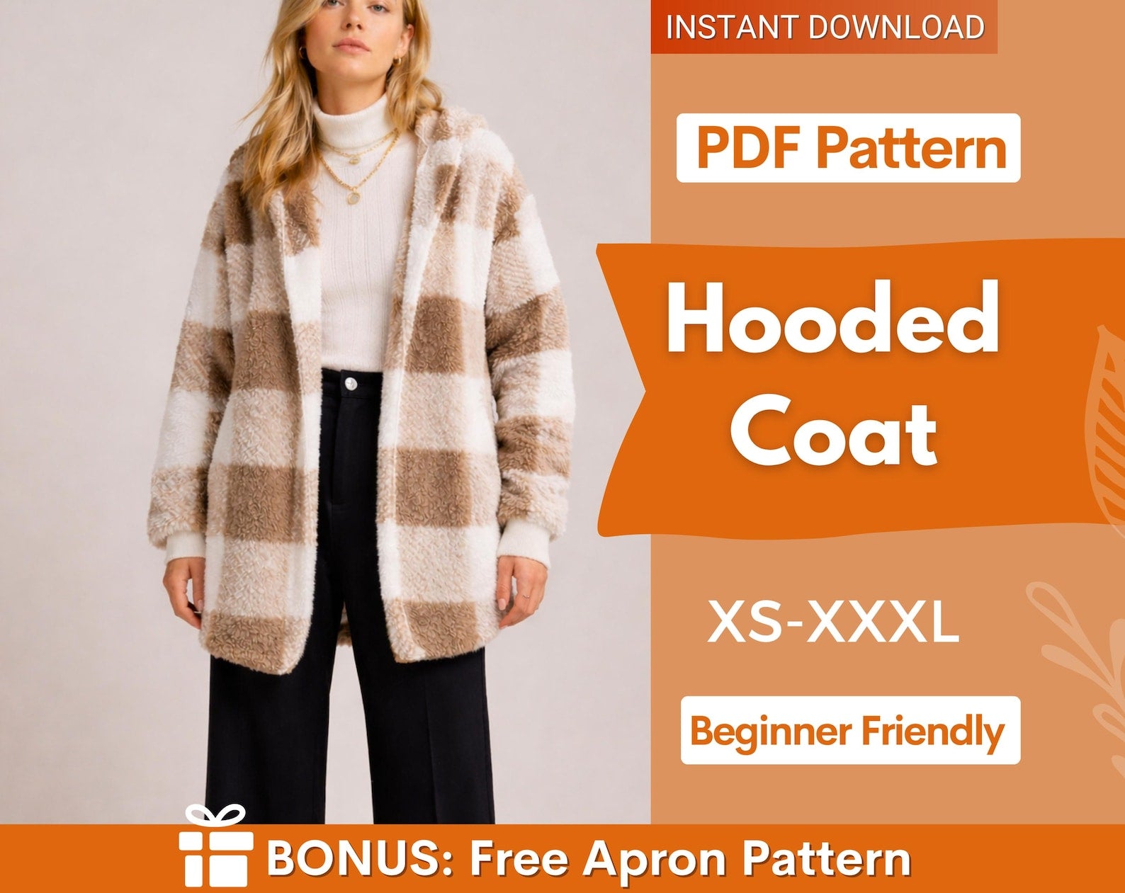 Hooded Coat Sewing Pattern for Women | Coat Pattern | Jacket Pattern | Sewing Patterns | Women Sewing Pattern Coat Jacket