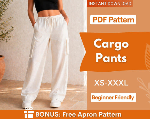 Cargo Pants Pattern, Pants Pattern, Women Wide Leg Pants Sewing Pattern, Sewing Pattern Women, Pants with Pockets, Cargo