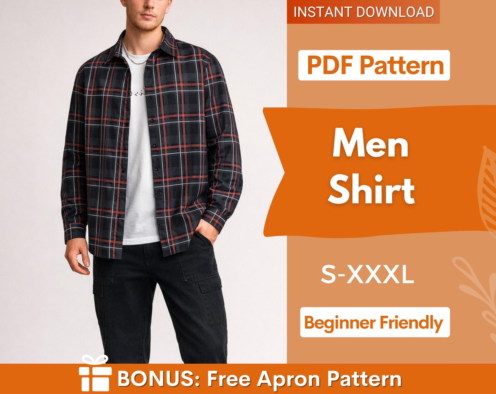 Shirt Pattern for Men | S-XXXL | Sewing Pattern Men | Men Buttons Shirt Sewing Pattern PDF | Men's Button Shirt Pattern |