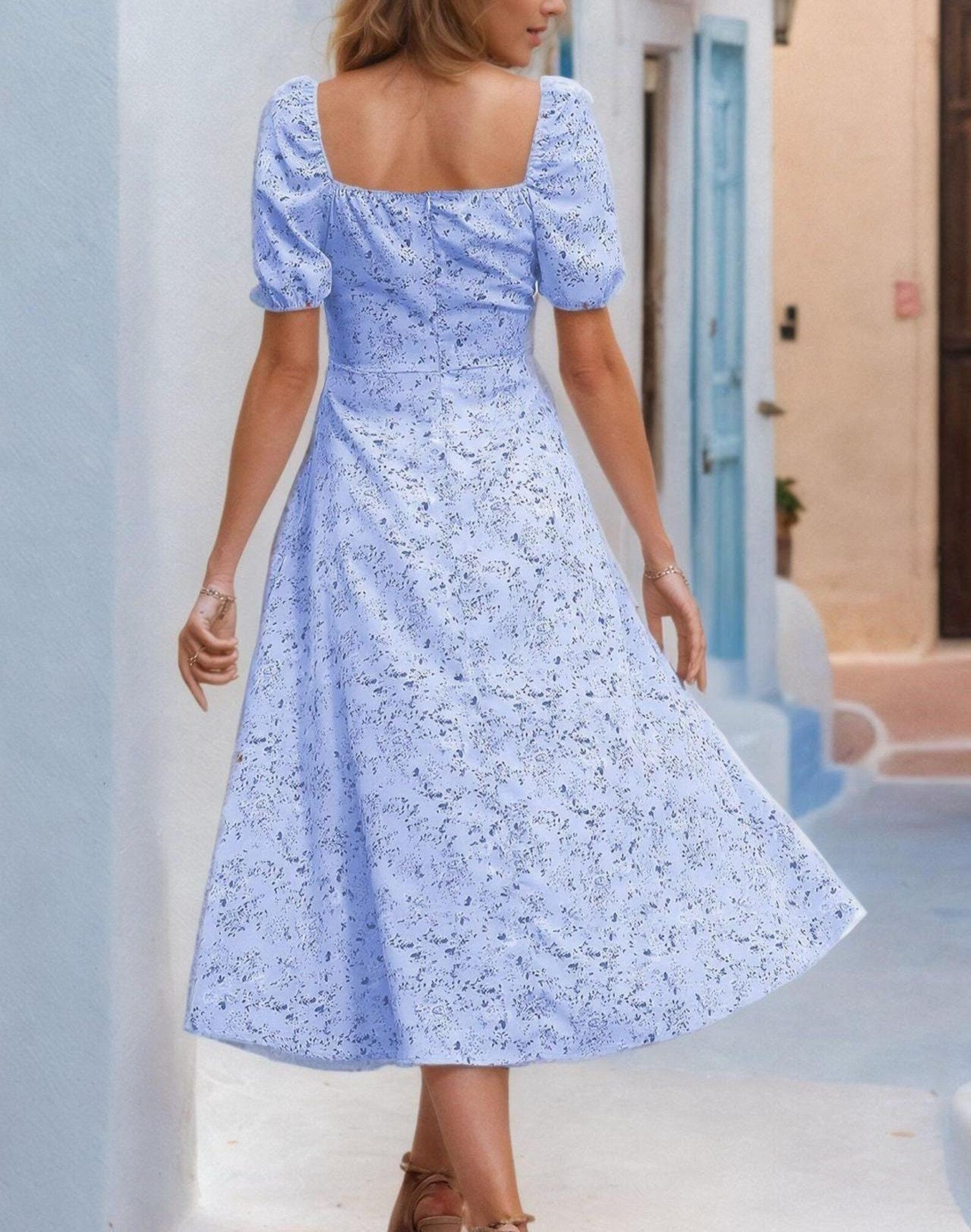 Cottage Dress Sewing Pattern | Milkmaid Dress Pattern | Slit Dress Pattern | Women Sewing Pattern | Maxi Dress Pattern