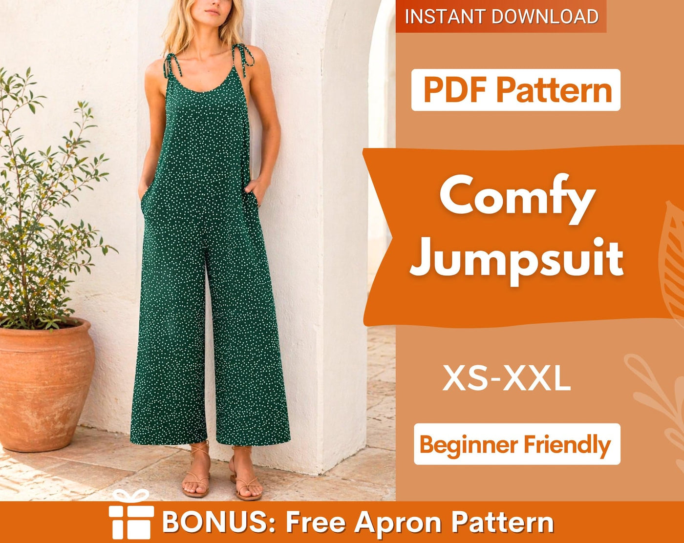 Jumpsuit Pattern | XS-XXL | Overalls pattern | Jumpsuit Sewing PDF Pattern |Women's Jumpsuits | Dungaree Pant Loose Trouser |