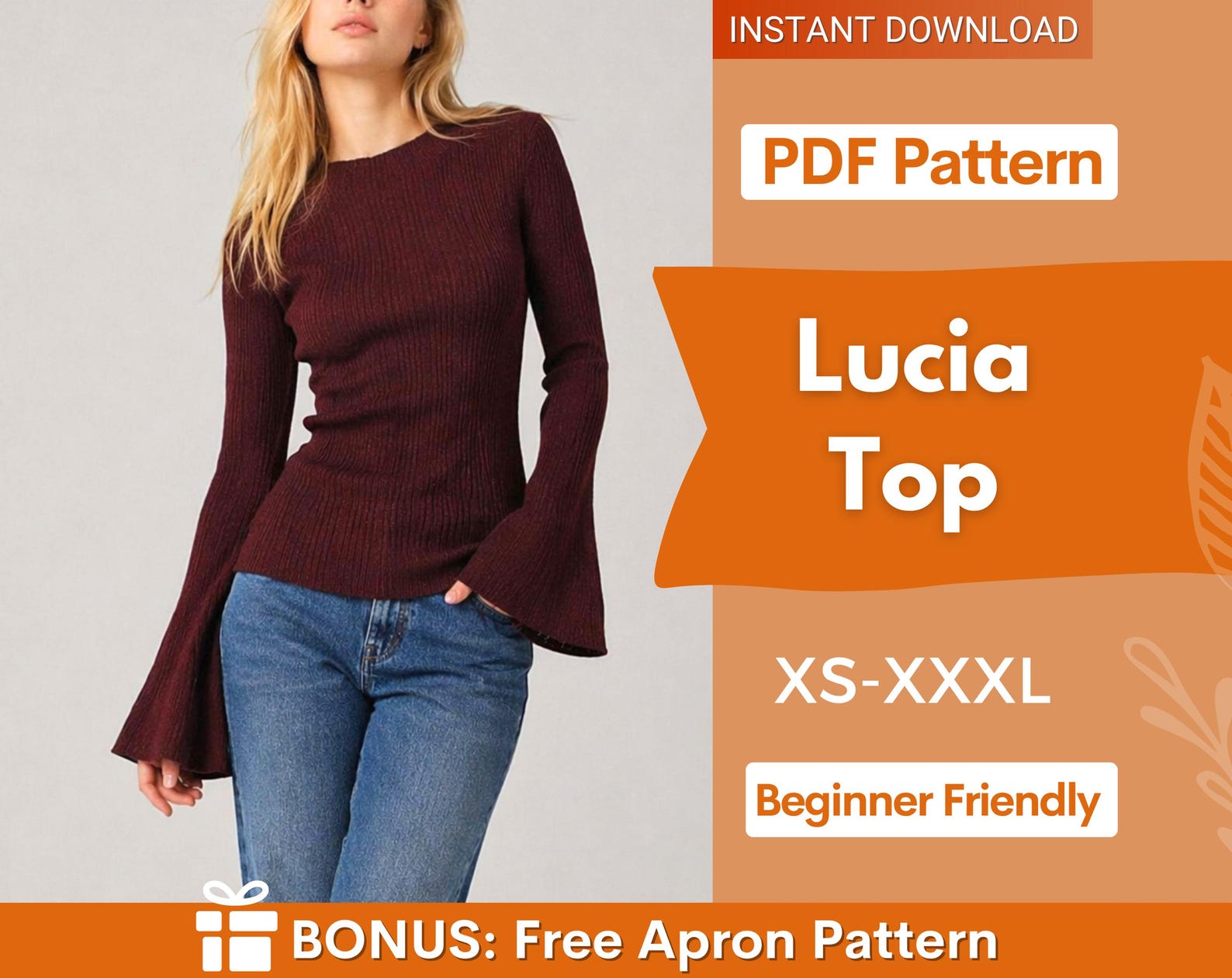 Flared Sleeves Top Sewing Pattern | Flare Top Pattern | Women Top | Sewing Patterns | Women Patterns | Fitted Top Pattern |