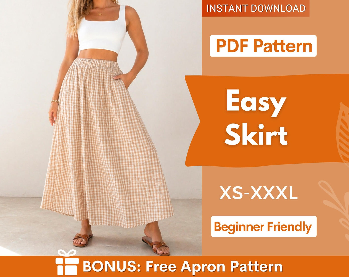 Easy Skirt with Pockets Sewing Pattern | Maxi Skirt Pattern | Women Skirt Pattern | Sewing Patterns | Women Sewing Pattern