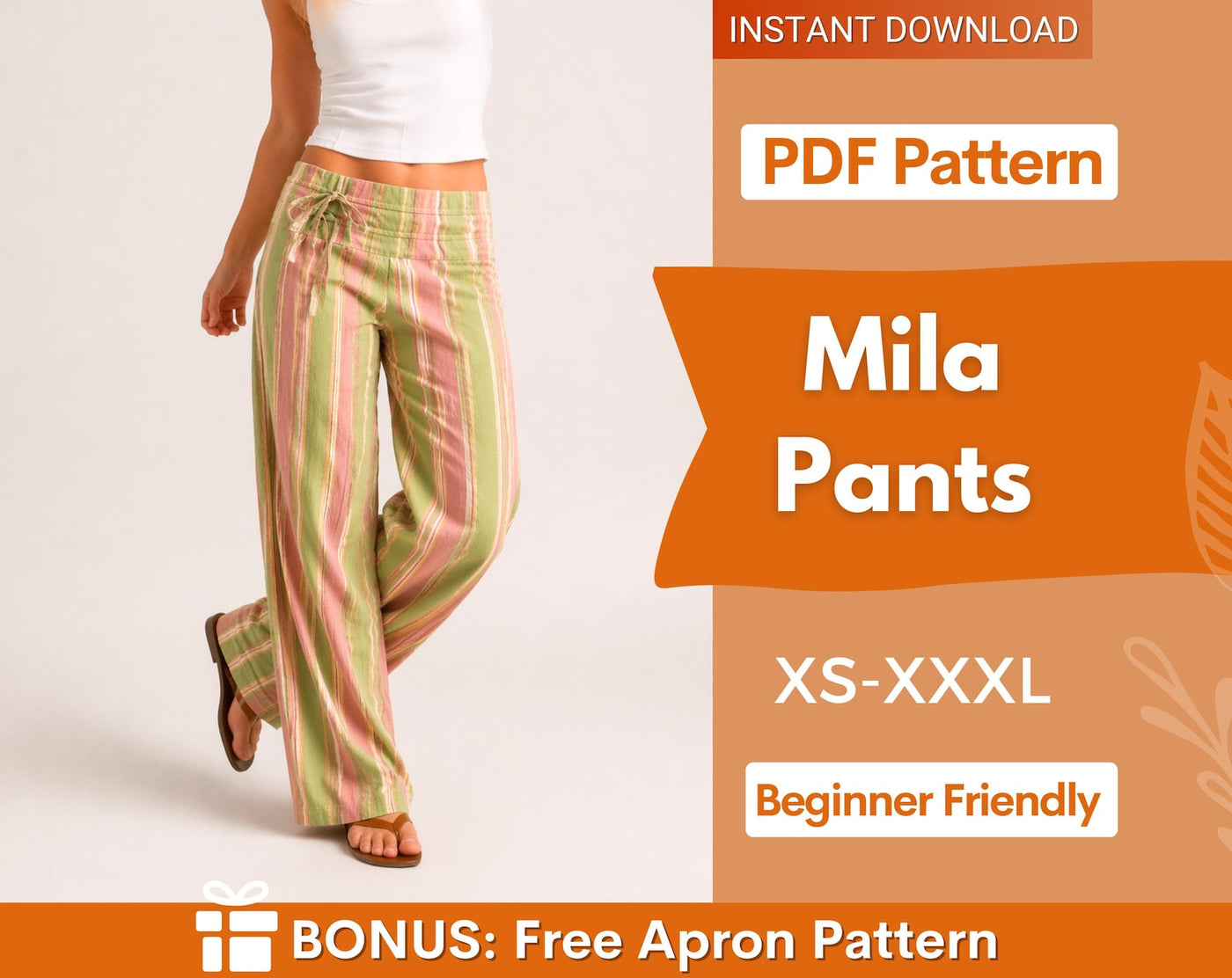 Women Pants Sewing Pattern | XS-XXXL | Flare Pants | Pants Sewing Pattern | Wide Leg Pants | Low Waist Pants Women Sewing