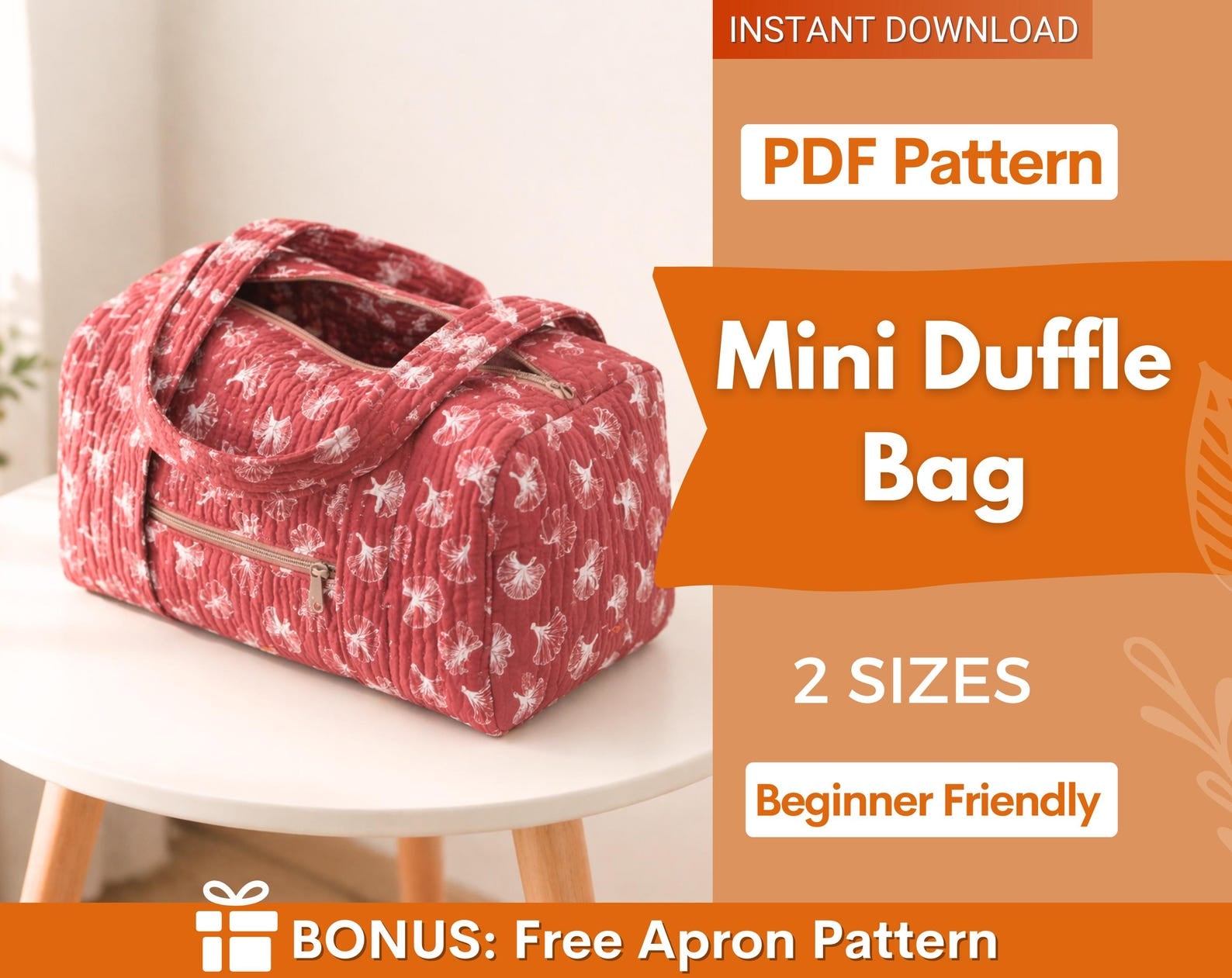 Mini Duffle Bag Pattern | Make Up Bag Sewing Pattern | Beginner Pattern | Travel Bag Pattern | Bag Sewing Pattern | Beginner