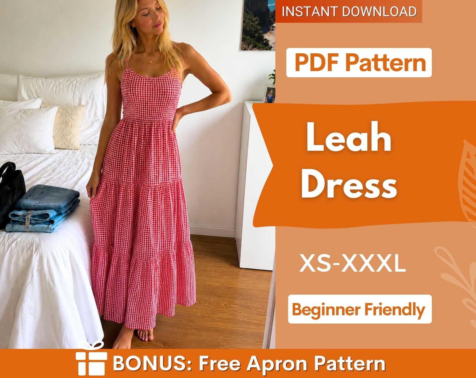 Leah Dress Sewing Pattern | Maxi Dress Pattern | Back Tie Dress | Summer Dress Sewing Pattern | Women Dress | Sewing Patterns