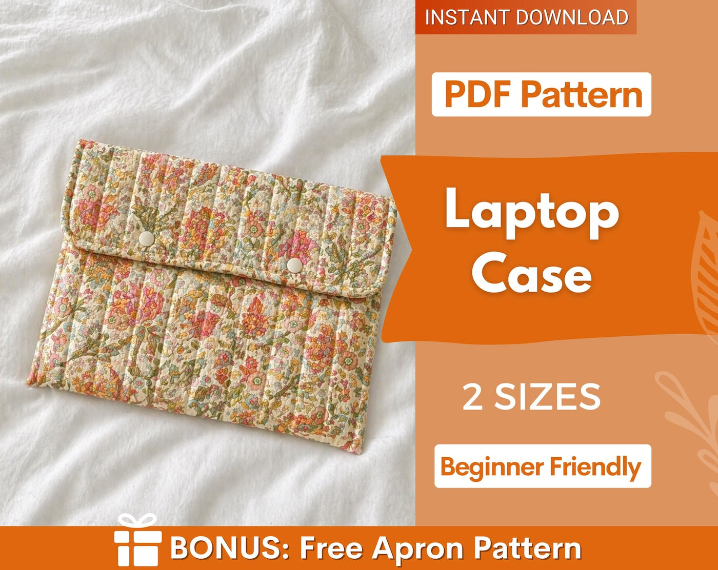 Laptop Case Sewing Pattern | Laptop Bag Pattern | Quilted Laptop Sleeve, Laptop Sleeve Pattern, Laptop Case Pattern, Laptop