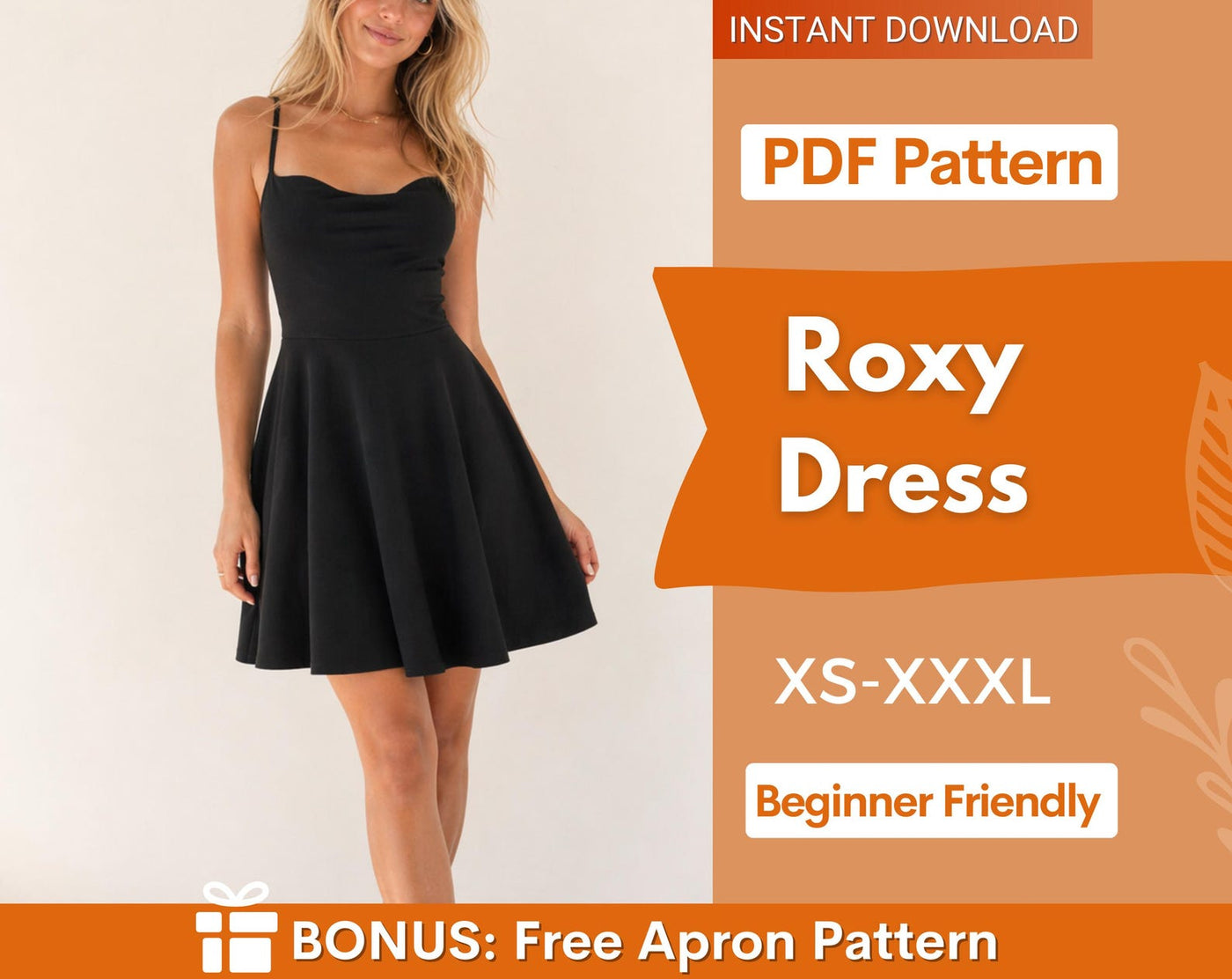 Roxy Dress Sewing Pattern | XS-XXXL | Prom Dress Pattern | Summer Dress | Women Sewing Pattern | Backless Dress, Open Back