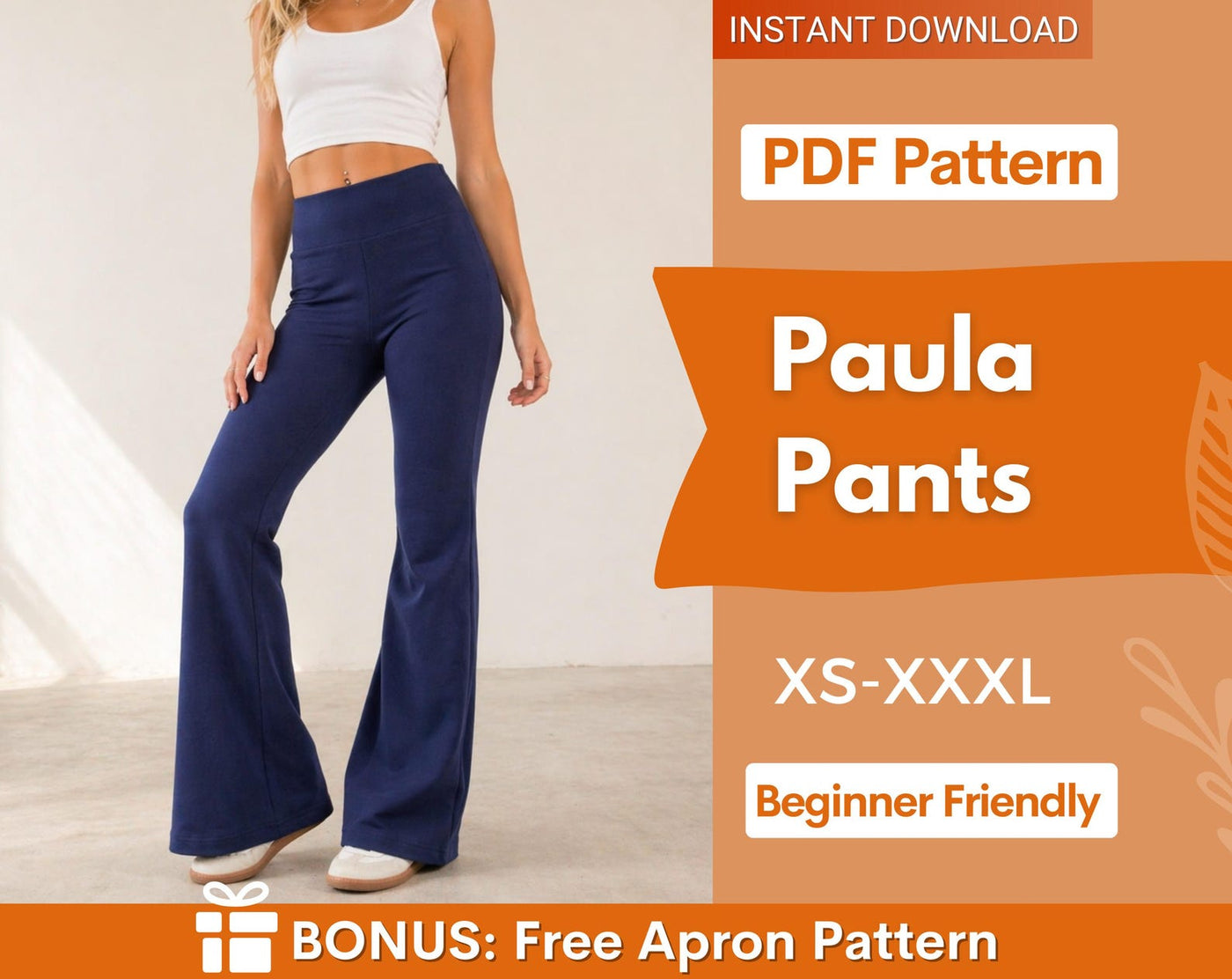 High Waist Pants Sewing Pattern | Yoga Pants Pattern | XS-XXXL | Flare pants pattern | Pants Sewing pattern | Sewing Patterns