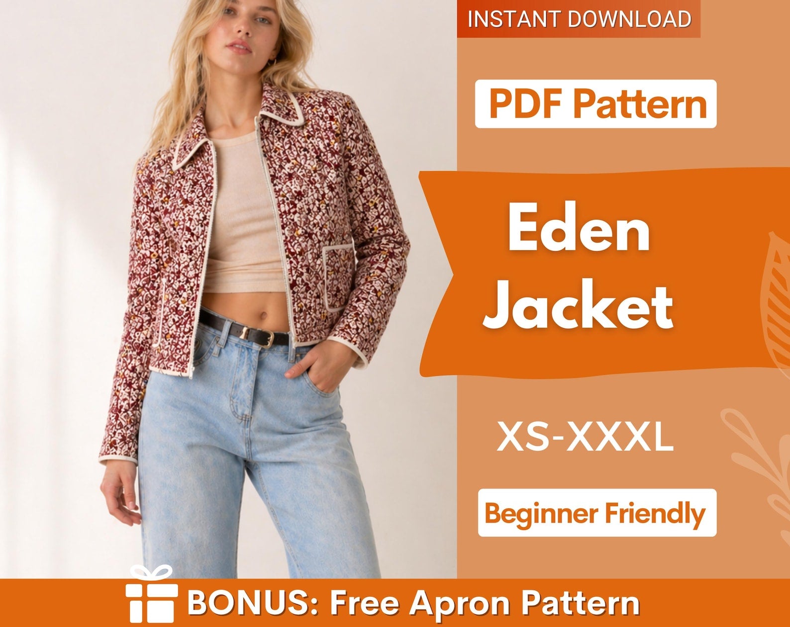 Zip Up Jacket Sewing Pattern for Women | Quilted Pattern | Sewing Patterns | Quilted Jacket Pattern | Pattern Jacket Coat |