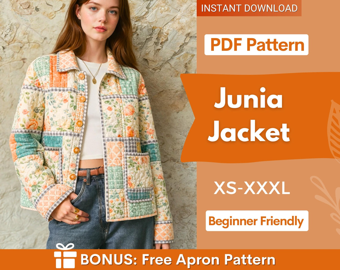 Jacket Sewing Pattern | Quilted Jacket Pattern | Sewing Patterns Women | Sewing Pattern Patchwork Jacket | Button Up Jacket