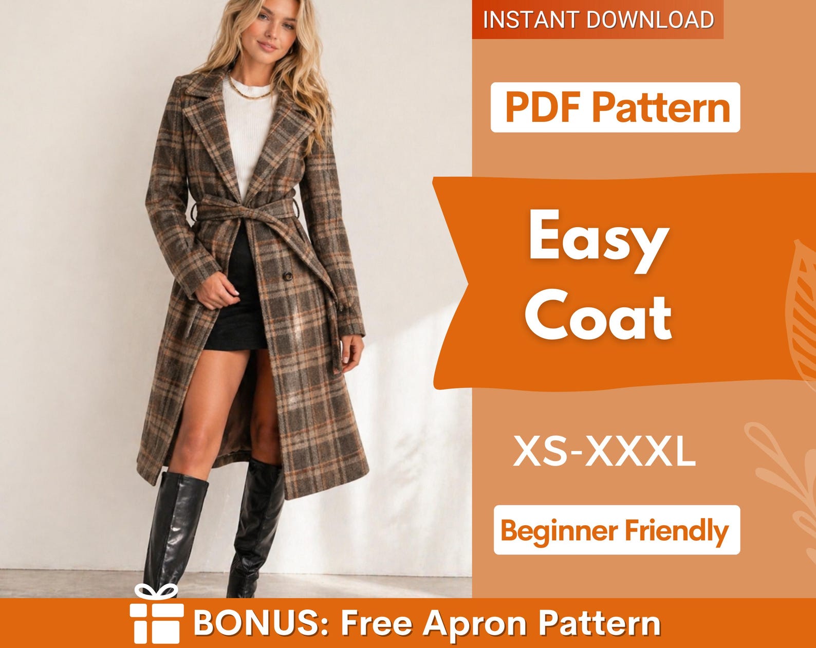 Easy Coat Sewing Pattern | Jacket Sewing Pattern | Long Coat Pattern, Winter Jacket Coat Sewing Pattern for Women, Women