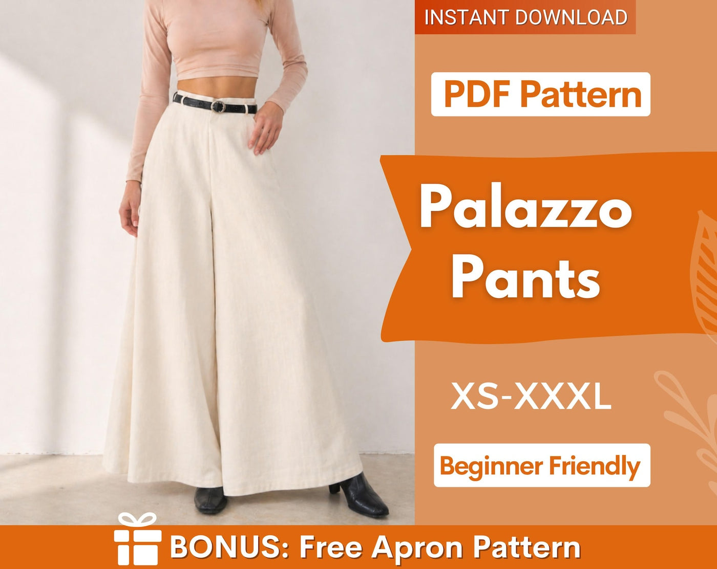 Palazzo Pants Pattern | Women Pants Sewing Pattern | Wide Leg Pants Pattern | Pants Pattern | Sewing Patterns | Women Sewing