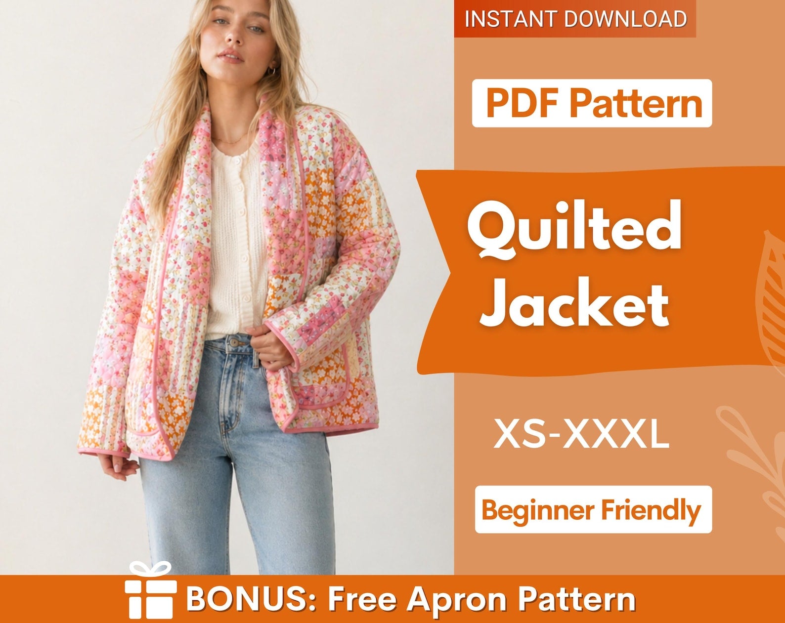 Quilted Jacket Sewing Pattern for Women | Quilted Coat Pattern | Sewing Patterns | Jacket Pattern | Women Sewing Pattern