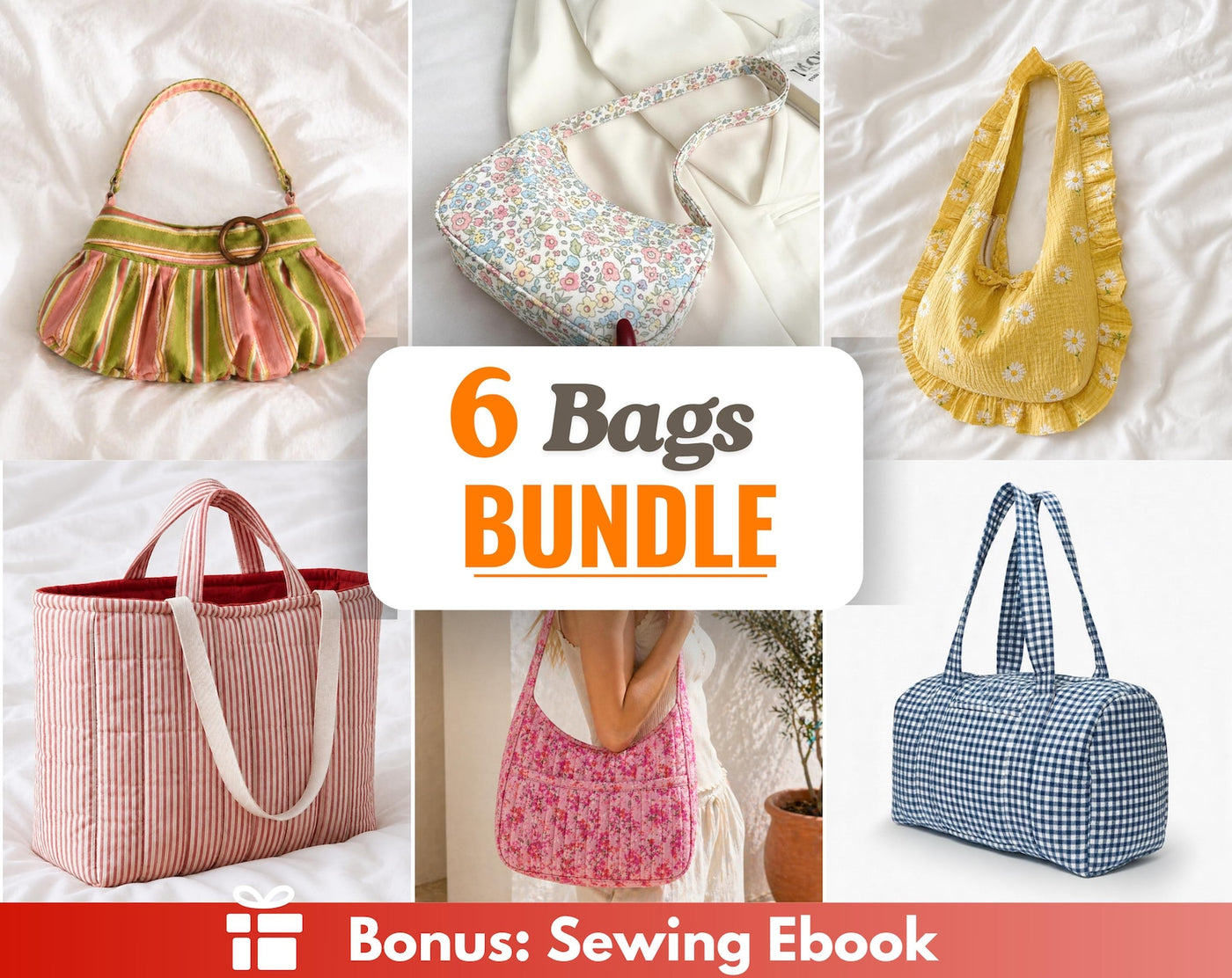 Bag Sewing Patterns Bundle | Duffle Bag Pattern | Shoulder Bag Pattern | Laptop Sleeve Pattern | Women Bag Pattern | Beginner