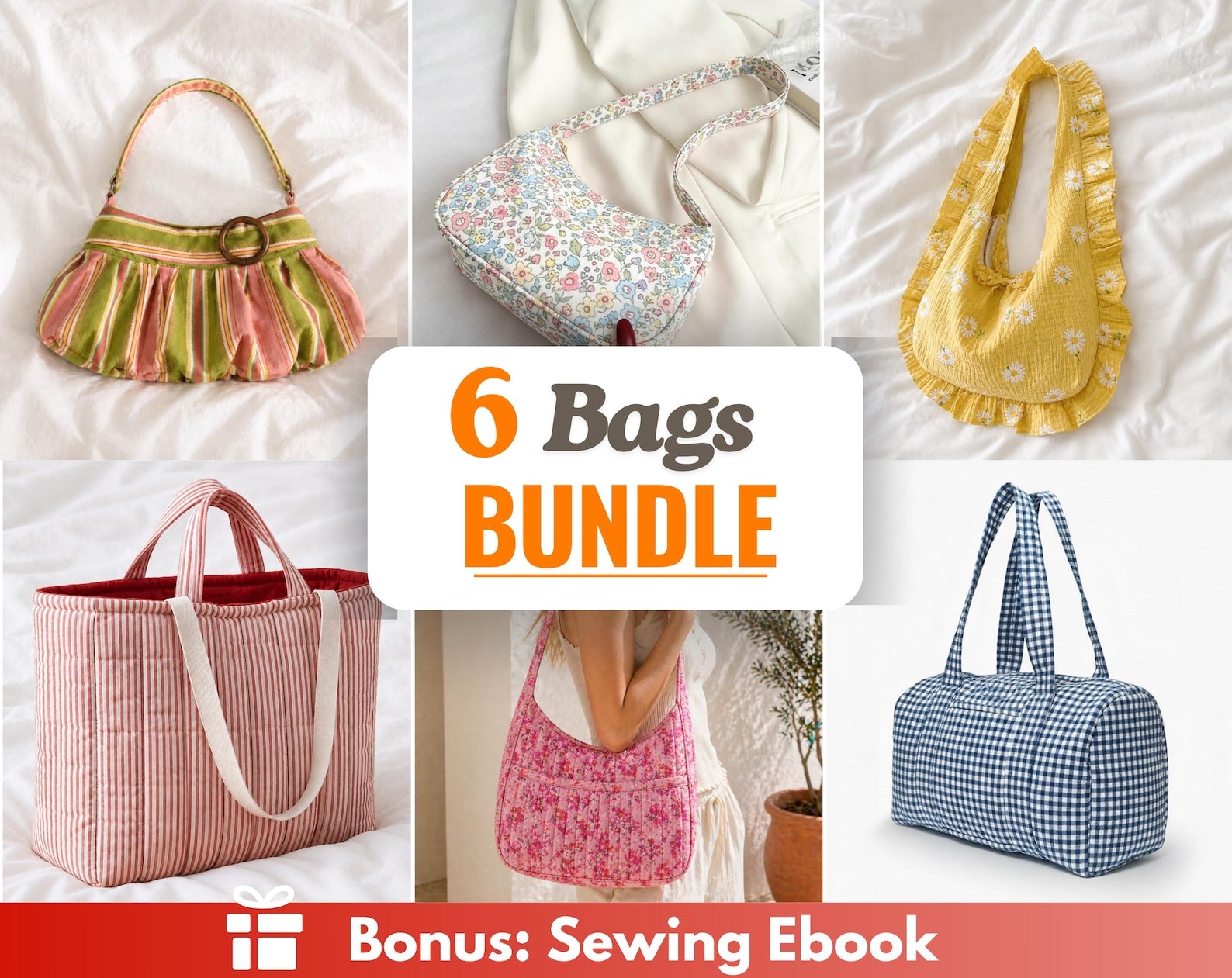 Bag Sewing Patterns Bundle | Duffle Bag Pattern | Shoulder Bag Pattern | Laptop Sleeve Pattern | Women Bag Pattern | Beginner