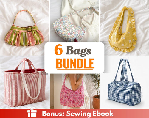 Bag Sewing Patterns Bundle | Duffle Bag Pattern | Shoulder Bag Pattern | Laptop Sleeve Pattern | Women Bag Pattern | Beginner